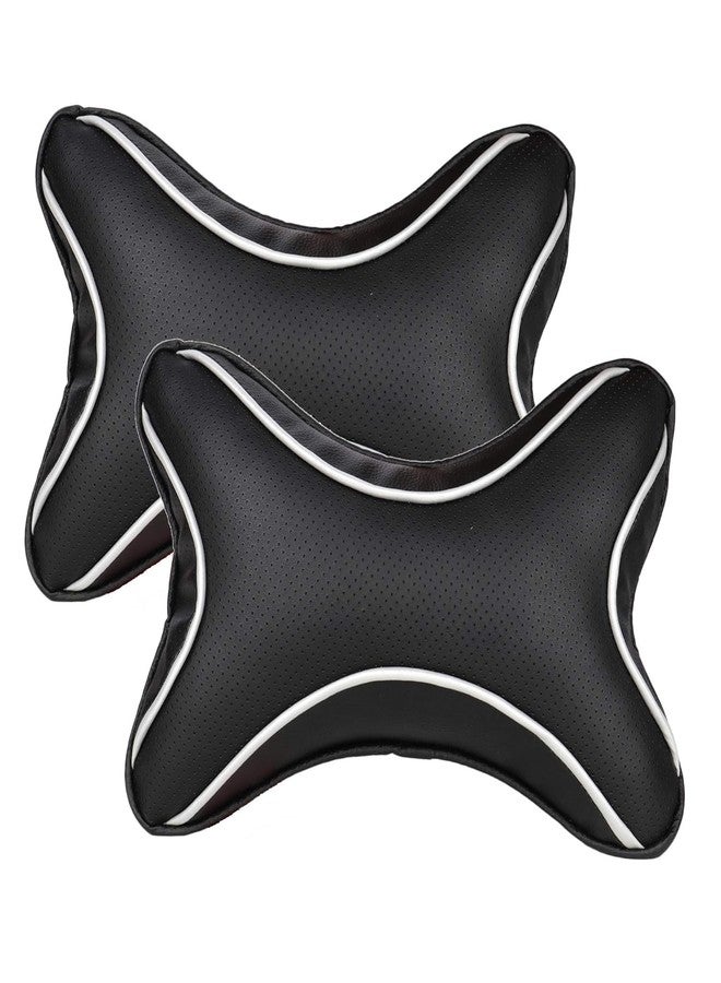DHANVINE Car Dotted Black Neck Rest Cushion Pillow Set of 2 Pcs Compatible with Tata Tigor